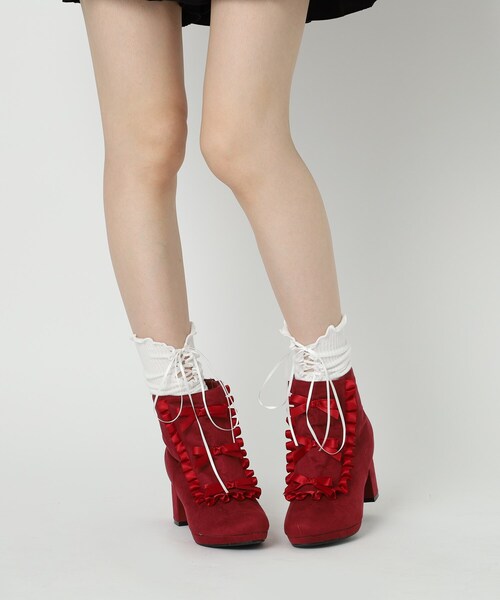 リボン3連フリルブーツ（ブーツ）｜cs T&P（シーエスティーアンドピー）