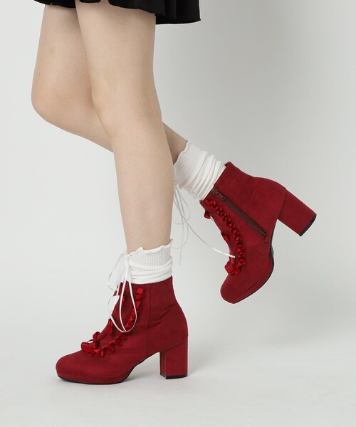 リボン3連フリルブーツ（ブーツ）｜cs T&P（シーエスティーアンドピー）