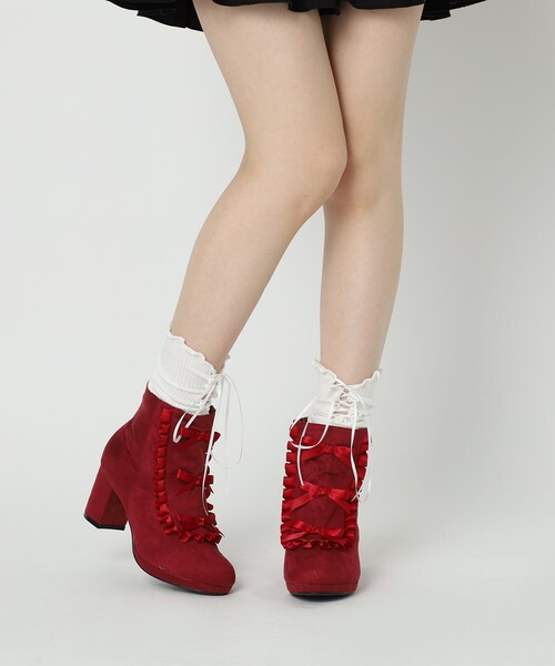 リボン3連フリルブーツ（ブーツ）｜cs T&P（シーエスティーアンドピー）