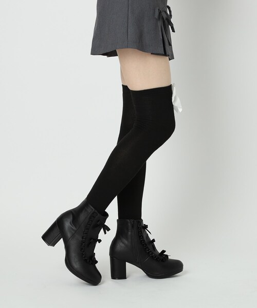 リボン3連フリルブーツ（ブーツ）｜cs T&P（シーエスティーアンドピー）