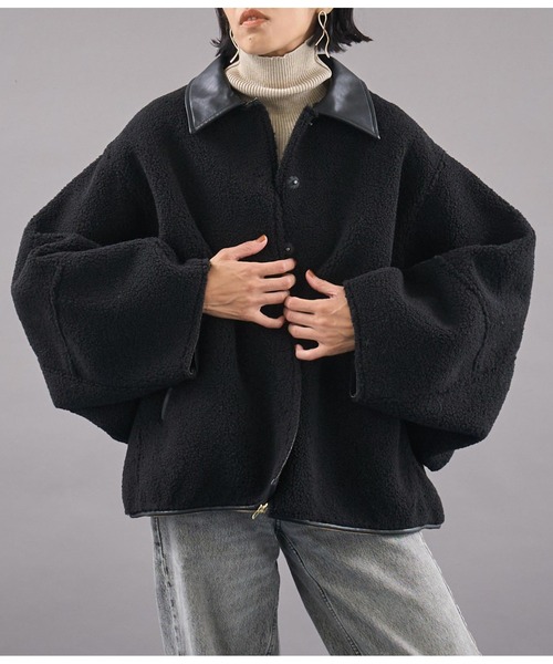 Settimissimo（セッティミッシモ）の「2WAYオーバーサイズボアジャケット（ブルゾン・レディース・ブラック/ブラウン・38）」の2枚目の写真