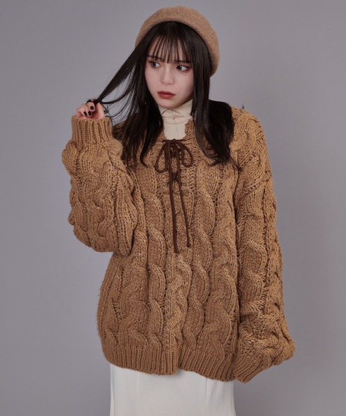 期間限定で出品 6 ROKU CABLE KNIT ニット 6（ロク）の「＜6(ROKU)＞WOOL CASHMERE CABLE SHORT WIDE KNIT/ニット