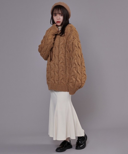 favclo.(ファブクロ)の「Cable Knit Sweater / ケーブルニットセーター(ニット/セーター・レディース・オフホワイト/ライトブラウン・FREE)」の22枚目の写真