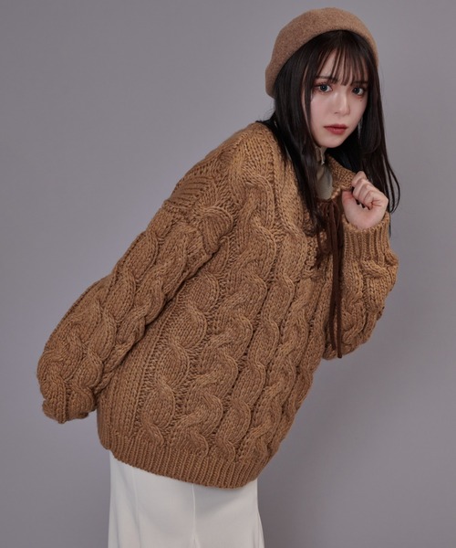 favclo.(ファブクロ)の「Cable Knit Sweater / ケーブルニットセーター(ニット/セーター・レディース・オフホワイト/ライトブラウン・FREE)」の18枚目の写真