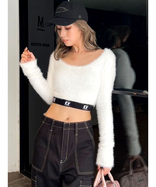 GYDA（ジェイダ）の「G noobgydiesシャギーニットトップス（ニット/セーター・レディース・ピンク/オフホワイト/ブラック・FREE）」の21枚目の写真