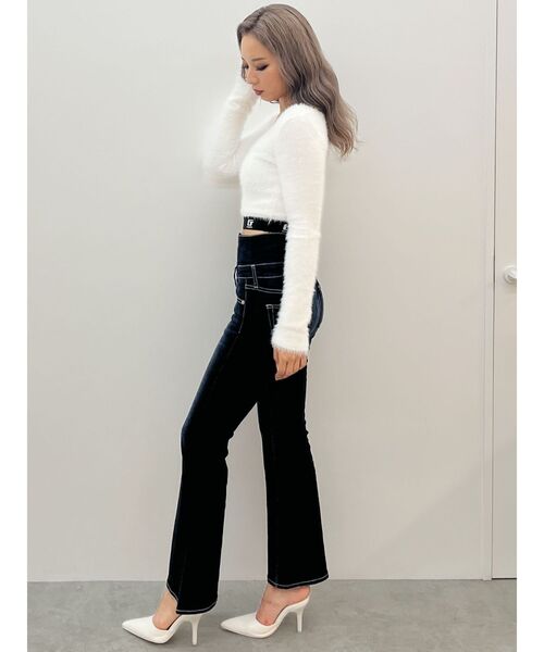 GYDA（ジェイダ）の「G noobgydiesシャギーニットトップス（ニット/セーター・レディース・ピンク/オフホワイト/ブラック・FREE）」の5枚目の写真