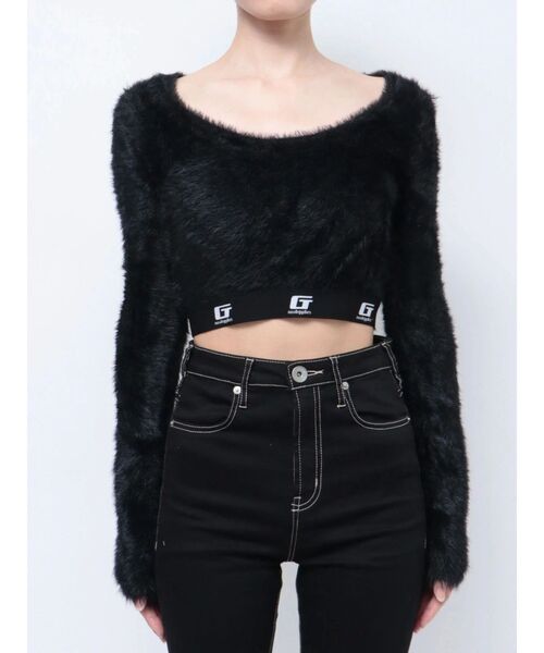 GYDA（ジェイダ）の「G noobgydiesシャギーニットトップス（ニット/セーター・レディース・ピンク/オフホワイト/ブラック・FREE）」の6枚目の写真