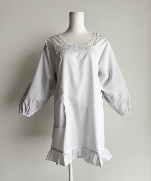 セール】URT:和装 フリル付き割烹着 冠婚葬祭 学校行事 フォーマル