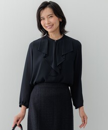 【洗える】ジョーゼットフリル カットソー