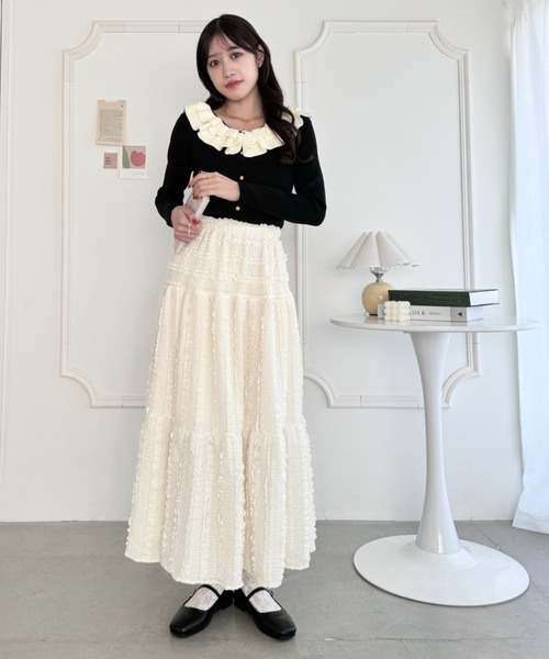 Loueme(ルエム)の「ホイップレースフリルロングスカート(スカート・レディース・アイボリー/ピンク/ブラック/ホワイト/ライトブルー・FREE)」の15枚目の写真