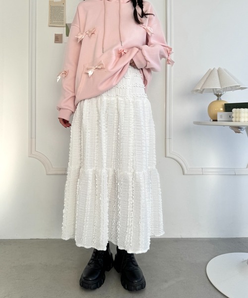 MAMC ホワイトレースフリルロングスカート MAMC ホワイトレースフリルロングスカート MAMC ホワイトレースフリル