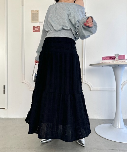 Loueme(ルエム)の「ホイップレースフリルロングスカート(スカート・レディース・アイボリー/ピンク/ブラック/ホワイト/ライトブルー・FREE)」の21枚目の写真