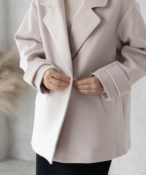 NAVY(ネイビー)の「【nAvy】 Pコート アウター ミドル丈(ピーコート・レディース・杢グレー/アイボリー/ネイビー・M/L)」の4枚目の写真
