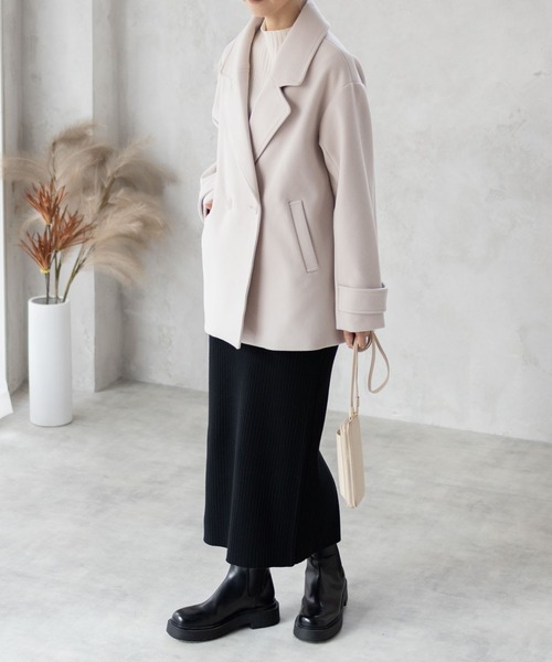 NAVY(ネイビー)の「【nAvy】 Pコート アウター ミドル丈(ピーコート・レディース・杢グレー/アイボリー/ネイビー・M/L)」の6枚目の写真