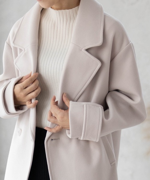 NAVY(ネイビー)の「【nAvy】 Pコート アウター ミドル丈(ピーコート・レディース・杢グレー/アイボリー/ネイビー・M/L)」の5枚目の写真