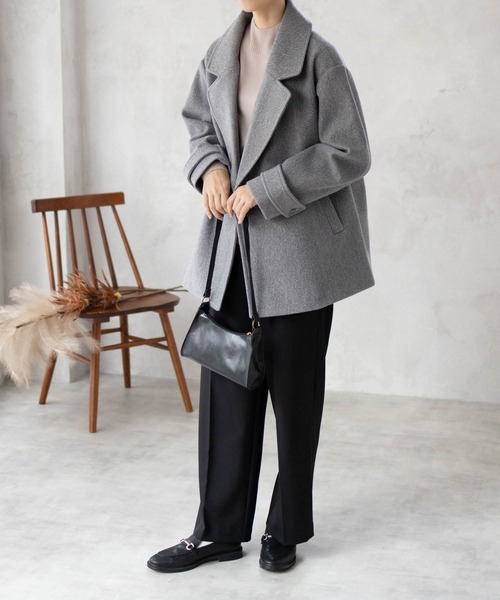 NAVY(ネイビー)の「【nAvy】 Pコート アウター ミドル丈(ピーコート・レディース・杢グレー/アイボリー/ネイビー・M/L)」の14枚目の写真