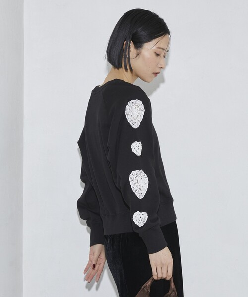 Firsthand（ファーストハンド）の「Firsthand/ファーストハンド オーガニックコットン 袖ハートアップリケ ラグランスウェット（スウェット・レディース・グレー/ブラック・FREE）」の18枚目の写真