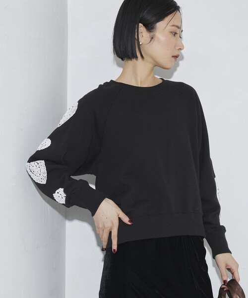 Firsthand（ファーストハンド）の「Firsthand/ファーストハンド オーガニックコットン 袖ハートアップリケ ラグランスウェット（スウェット・レディース・グレー/ブラック・FREE）」の19枚目の写真