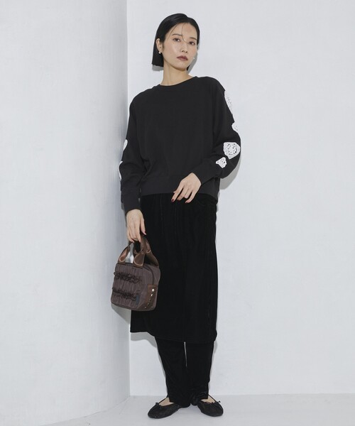 Firsthand（ファーストハンド）の「Firsthand/ファーストハンド オーガニックコットン 袖ハートアップリケ ラグランスウェット（スウェット・レディース・グレー/ブラック・FREE）」の21枚目の写真