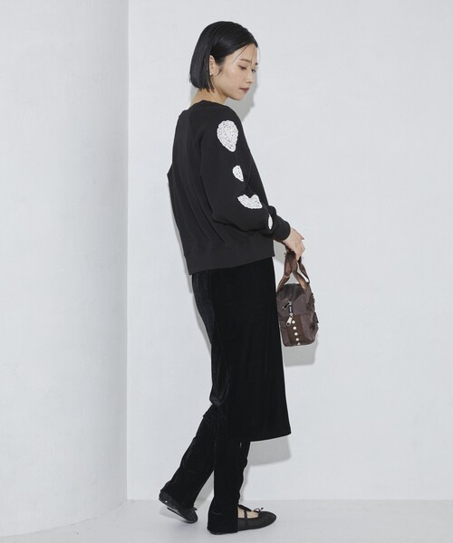 Firsthand（ファーストハンド）の「Firsthand/ファーストハンド オーガニックコットン 袖ハートアップリケ ラグランスウェット（スウェット・レディース・グレー/ブラック・FREE）」の14枚目の写真