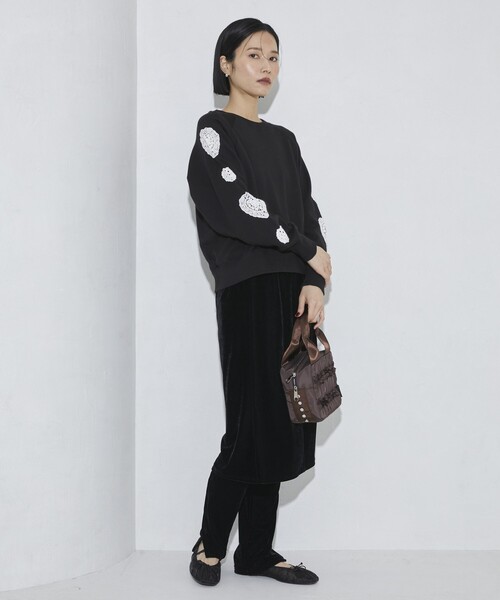 Firsthand（ファーストハンド）の「Firsthand/ファーストハンド オーガニックコットン 袖ハートアップリケ ラグランスウェット（スウェット・レディース・グレー/ブラック・FREE）」の15枚目の写真