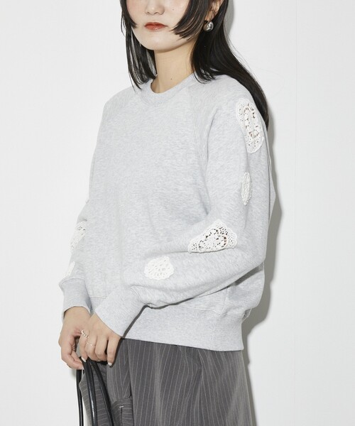 Firsthand（ファーストハンド）の「Firsthand/ファーストハンド オーガニックコットン 袖ハートアップリケ ラグランスウェット（スウェット・レディース・グレー/ブラック・FREE）」の16枚目の写真