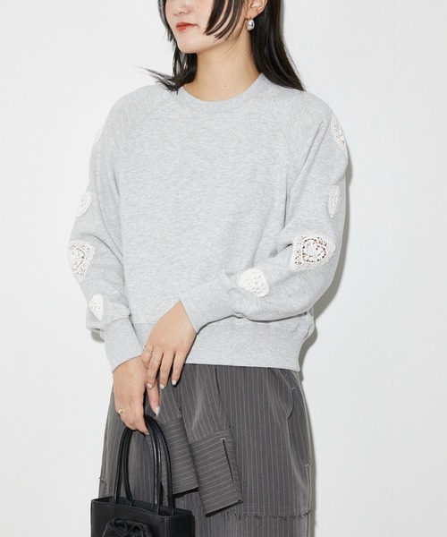 Firsthand（ファーストハンド）の「Firsthand/ファーストハンド オーガニックコットン 袖ハートアップリケ ラグランスウェット（スウェット・レディース・グレー/ブラック・FREE）」の2枚目の写真