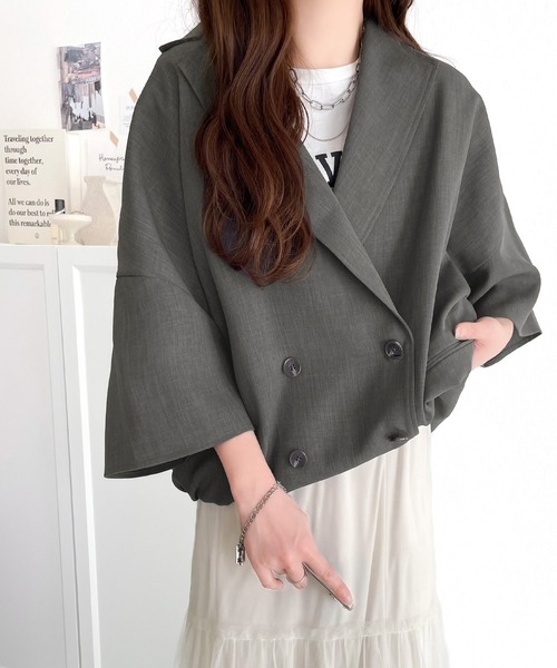 classicalelf(クラシカルエルフ)の「上品な大人カジュアルを叶える。テックリネン素材ダブルテーラード衿シャツジャケット(シャツ/ブラウス・レディース・チャコール/ベージュ/ブラック・X-LARGE/SMALL/MEDIUM/LARGE)」の21枚目の写真