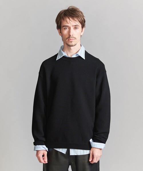 UNITED ARROWS - セール【ユナイテッドアローズ】パール付きニット セール】パール ステッチ フォルム クルーネック ニット（ニット