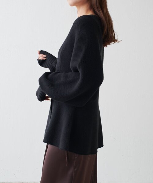 Lui's（ルイス）の「ガーター編みボリュームスリーブカーディガン（カーディガン/ボレロ・レディース・ブラック/グリーン/ベージュ・FREE）」の13枚目の写真