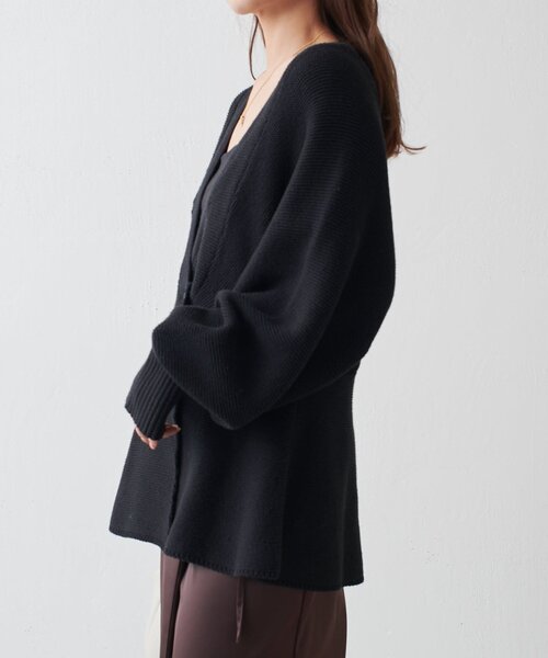 Lui's（ルイス）の「ガーター編みボリュームスリーブカーディガン（カーディガン/ボレロ・レディース・ブラック/グリーン/ベージュ・FREE）」の15枚目の写真