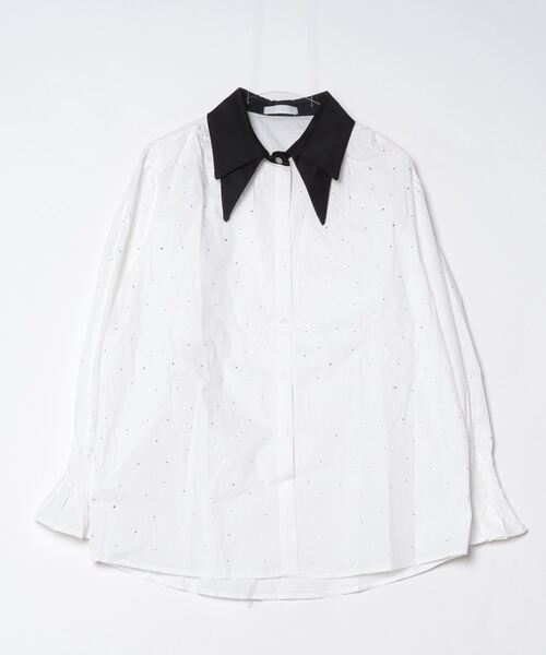 TITTY&CO.（ティティーアンドコー）の「ビジュー付きバイカラーブラウス（シャツ/ブラウス・レディース・ホワイト・FREE）」の10枚目の写真