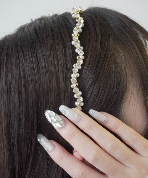 Port（ポート）の「【 Port / ポート 】 パール ビジュー メタル カチューシャ_（カチューシャ・レディース・ゴールド/ゴールド系その他/ピンクゴールド・FREE）」の4枚目の写真