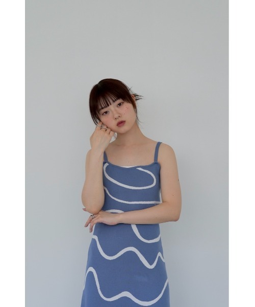 セール】【ZOZO限定】ウェーブ パターン ニットワンピース