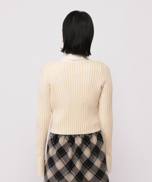 3.3 Field Trip （3.3フィールドトリップ）の「3.3 Field Trip／リブニットカーデ（カーディガン/ボレロ・レディース・グレー/アイボリー・FREE）」の17枚目の写真