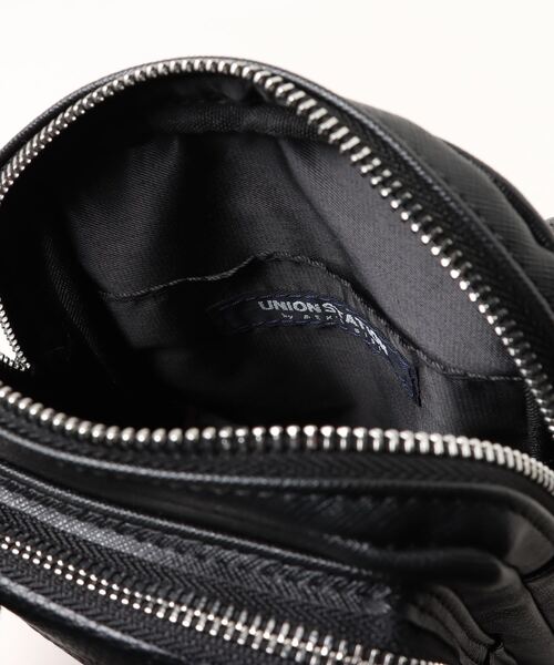 メタルZIP仕様 サフィアーノフェイクレザー 縦型 ミニショルダーバッグ（ショルダーバッグ）｜UNION STATION（ユニオンステーション）
