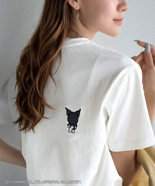 sanrio(サンリオ)の「【Sanrio characters/サンリオキャラクターズ】大人っぽく推せる。綿100%バックサンリオキャラ刺繍半袖コンパクトTシャツ(半袖)(Tシャツ/カットソー・レディース・ホワイト/オートミール/チャコール・X-LARGE/SMALL/MEDIUM/LARGE)」の5枚目の写真