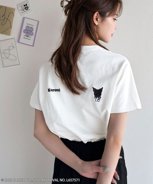 sanrio(サンリオ)の「【Sanrio characters/サンリオキャラクターズ】大人っぽく推せる。綿100%バックサンリオキャラ刺繍半袖コンパクトTシャツ(半袖)(Tシャツ/カットソー・レディース・ホワイト/オートミール/チャコール・X-LARGE/SMALL/MEDIUM/LARGE)」の6枚目の写真