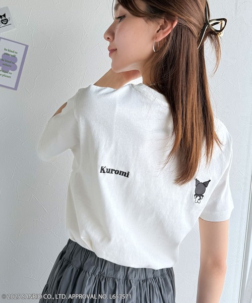 sanrio(サンリオ)の「【Sanrio characters/サンリオキャラクターズ】大人っぽく推せる。綿100%バックサンリオキャラ刺繍半袖コンパクトTシャツ(半袖)(Tシャツ/カットソー・レディース・ホワイト/オートミール/チャコール・X-LARGE/SMALL/MEDIUM/LARGE)」の9枚目の写真