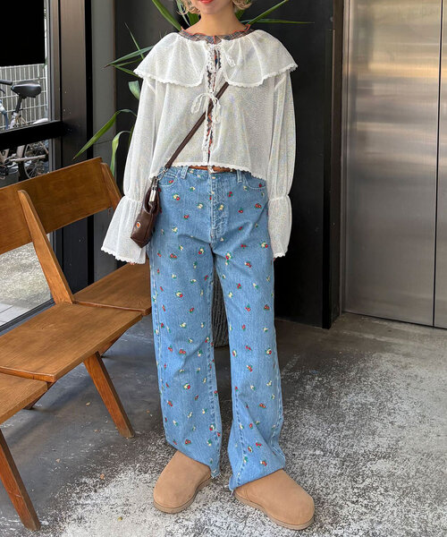 HELLO.SANFRANCISCO（ハローサンフランシスコ）の「【HELLO.SANFRANCISCO/ハローサンフランシスコ】メッシュレースボレロブラウス（シャツ/ブラウス・レディース・オフホワイト/ブラック/ピンク/イエロー・ONE SIZE）」の10枚目の写真