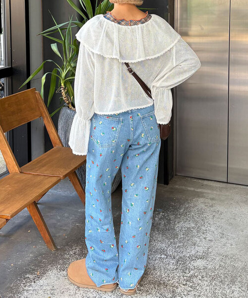 HELLO.SANFRANCISCO（ハローサンフランシスコ）の「【HELLO.SANFRANCISCO/ハローサンフランシスコ】メッシュレースボレロブラウス（シャツ/ブラウス・レディース・オフホワイト/ブラック/ピンク/イエロー・ONE SIZE）」の12枚目の写真