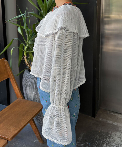 HELLO.SANFRANCISCO（ハローサンフランシスコ）の「【HELLO.SANFRANCISCO/ハローサンフランシスコ】メッシュレースボレロブラウス（シャツ/ブラウス・レディース・オフホワイト/ブラック/ピンク/イエロー・ONE SIZE）」の14枚目の写真