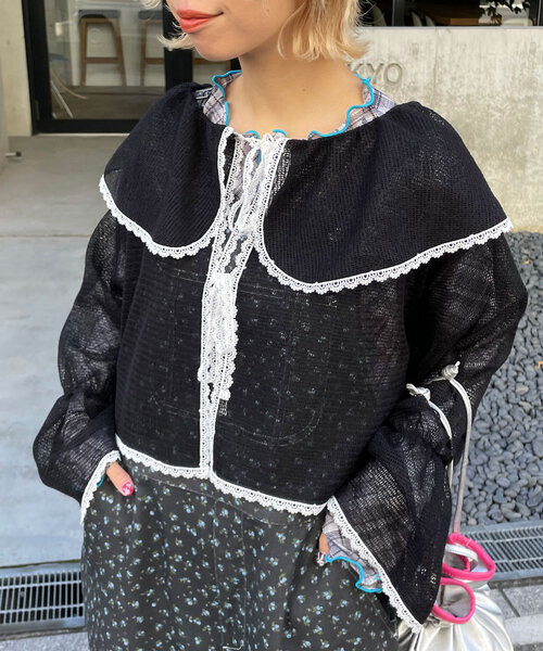 HELLO.SANFRANCISCO（ハローサンフランシスコ）の「【HELLO.SANFRANCISCO/ハローサンフランシスコ】メッシュレースボレロブラウス（シャツ/ブラウス・レディース・オフホワイト/ブラック/ピンク/イエロー・ONE SIZE）」の19枚目の写真