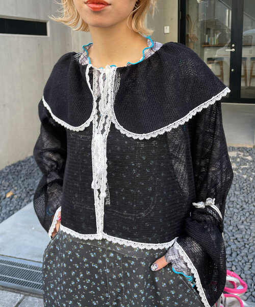 HELLO.SANFRANCISCO（ハローサンフランシスコ）の「【HELLO.SANFRANCISCO/ハローサンフランシスコ】メッシュレースボレロブラウス（シャツ/ブラウス・レディース・オフホワイト/ブラック/ピンク/イエロー・ONE SIZE）」の21枚目の写真