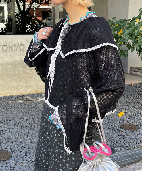 HELLO.SANFRANCISCO（ハローサンフランシスコ）の「【HELLO.SANFRANCISCO/ハローサンフランシスコ】メッシュレースボレロブラウス（シャツ/ブラウス・レディース・オフホワイト/ブラック/ピンク/イエロー・ONE SIZE）」の22枚目の写真