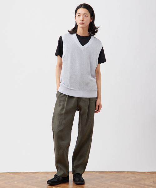 B.C STOCK（ベーセーストック）の「【Deux Allures/ドゥ アリュール】シアーハリヌキテレコベスト（ベスト・メンズ・サックスブルー/カーキ/ブラック・FREE）」の4枚目の写真