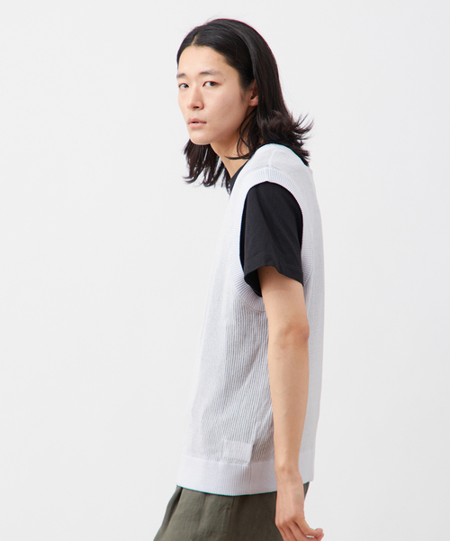 B.C STOCK（ベーセーストック）の「【Deux Allures/ドゥ アリュール】シアーハリヌキテレコベスト（ベスト・メンズ・サックスブルー/カーキ/ブラック・FREE）」の6枚目の写真