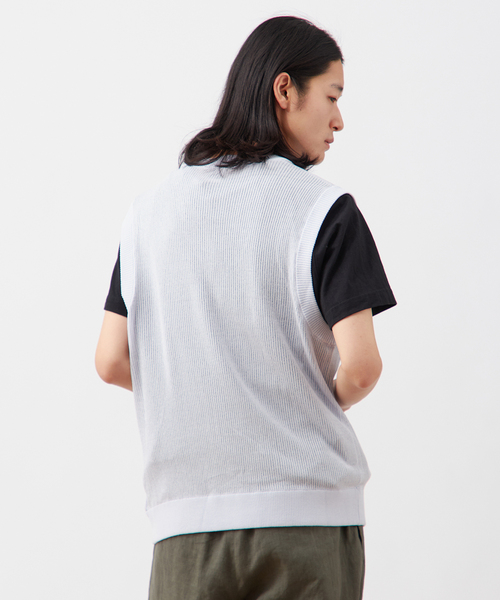 B.C STOCK（ベーセーストック）の「【Deux Allures/ドゥ アリュール】シアーハリヌキテレコベスト（ベスト・メンズ・サックスブルー/カーキ/ブラック・FREE）」の7枚目の写真