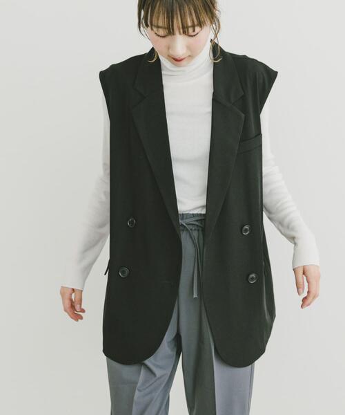 ITEMS URBANRESEARCH(アイテムズ アーバンリサーチ)の「ダブルブレストジレ(ベスト・レディース・ブラック/キャメル・FREE)」の8枚目の写真