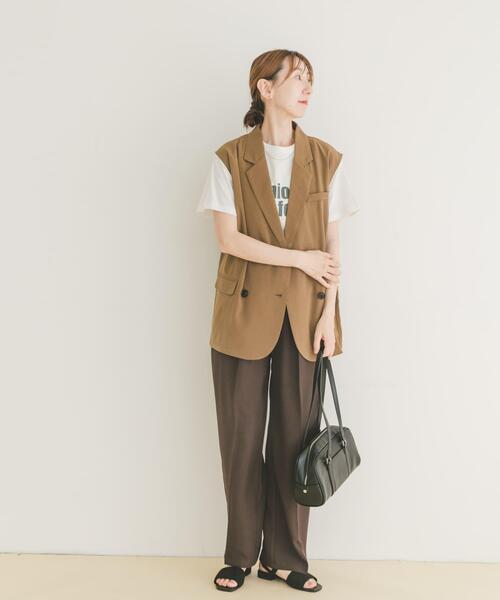 ITEMS URBANRESEARCH(アイテムズ アーバンリサーチ)の「ダブルブレストジレ(ベスト・レディース・ブラック/キャメル・FREE)」の5枚目の写真